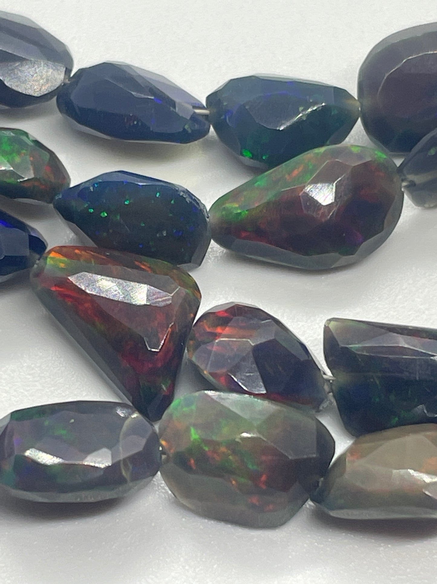 12mm Black Opal Faceted Chunk Bead Strand.