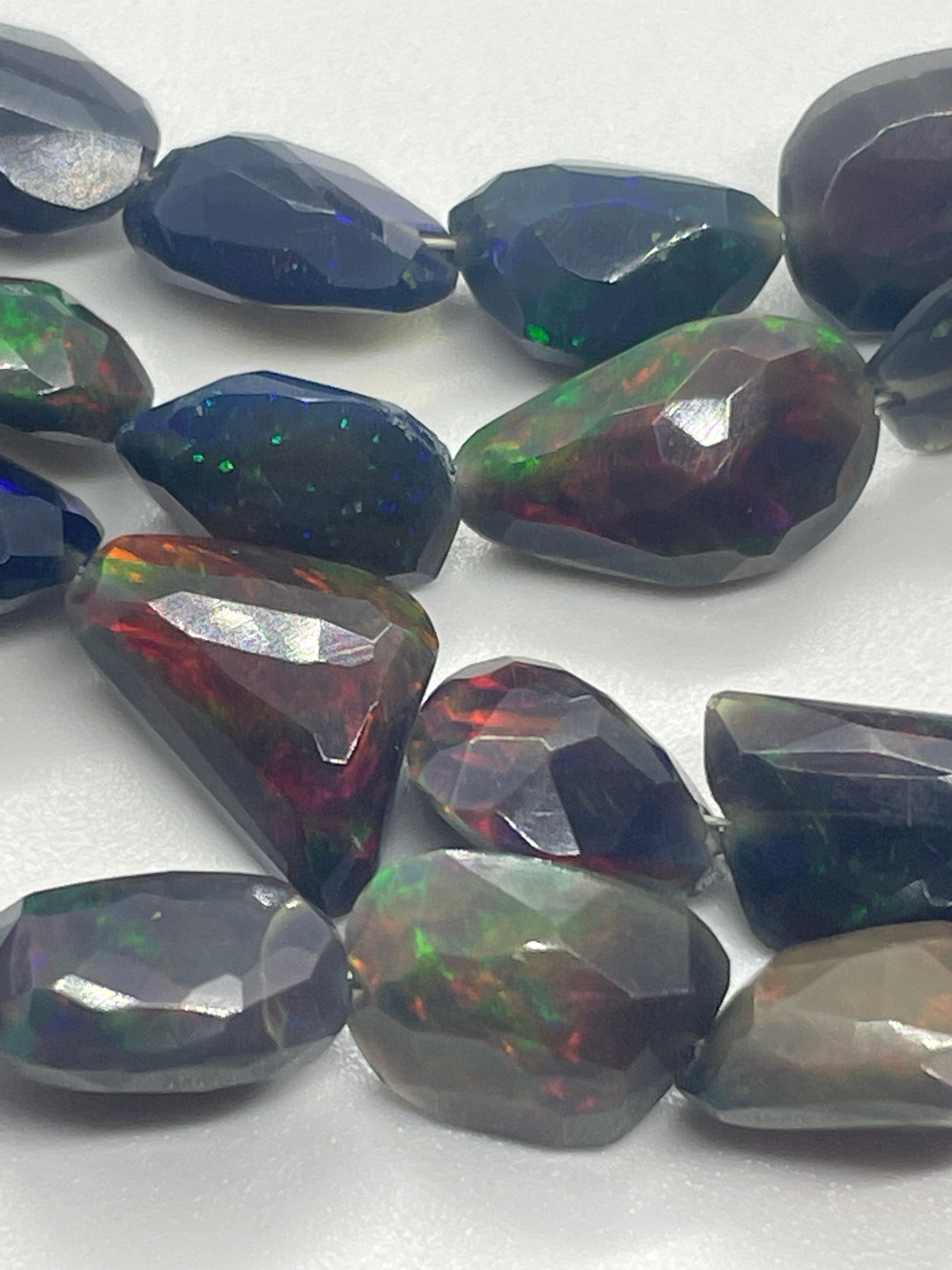 12mm Black Opal Faceted Chunk Bead Strand.