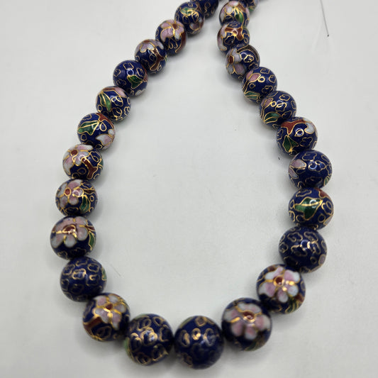 12mm Blue Floral Metal Bead.
