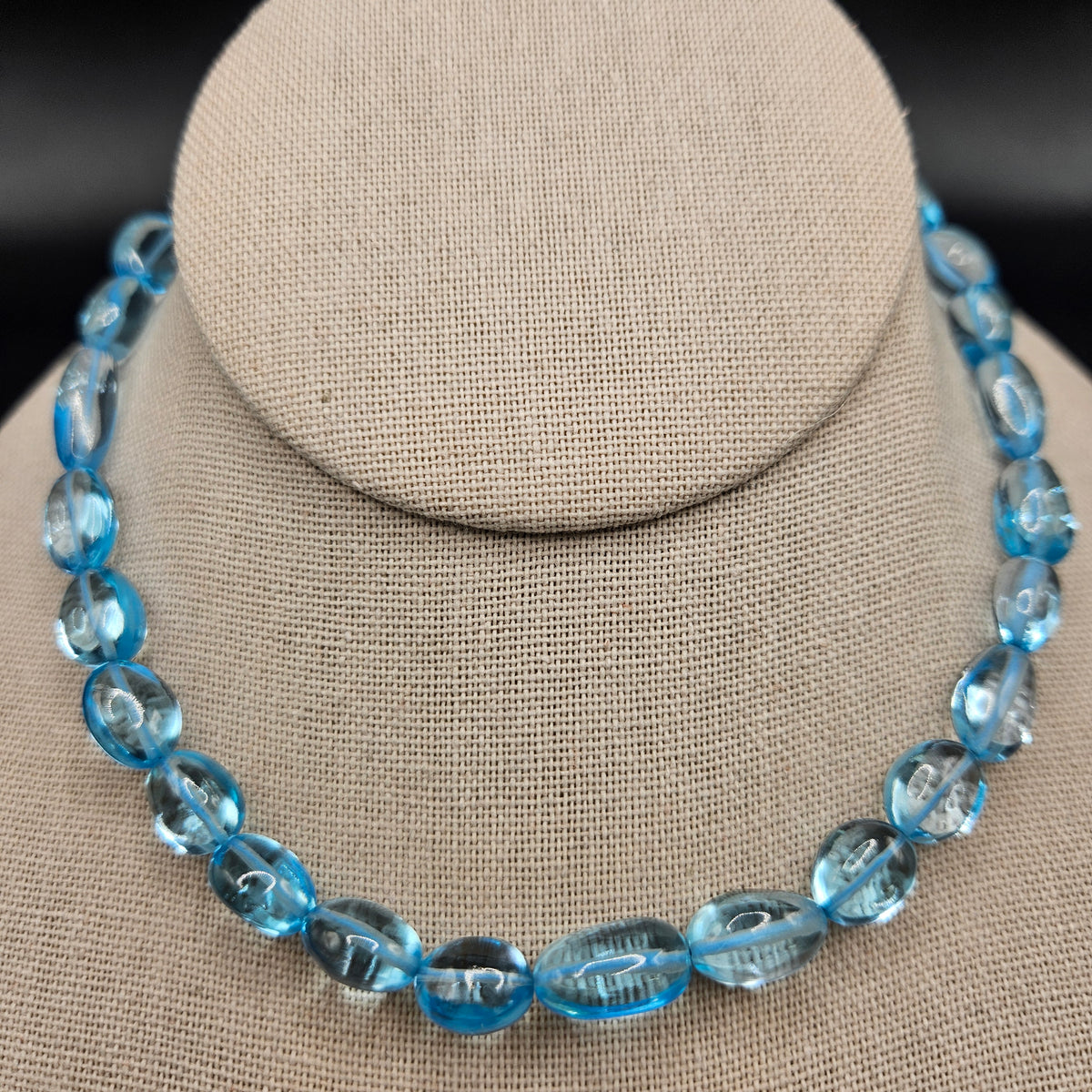 12mm Blue Topaz Smooth Chunk Bead Strand.