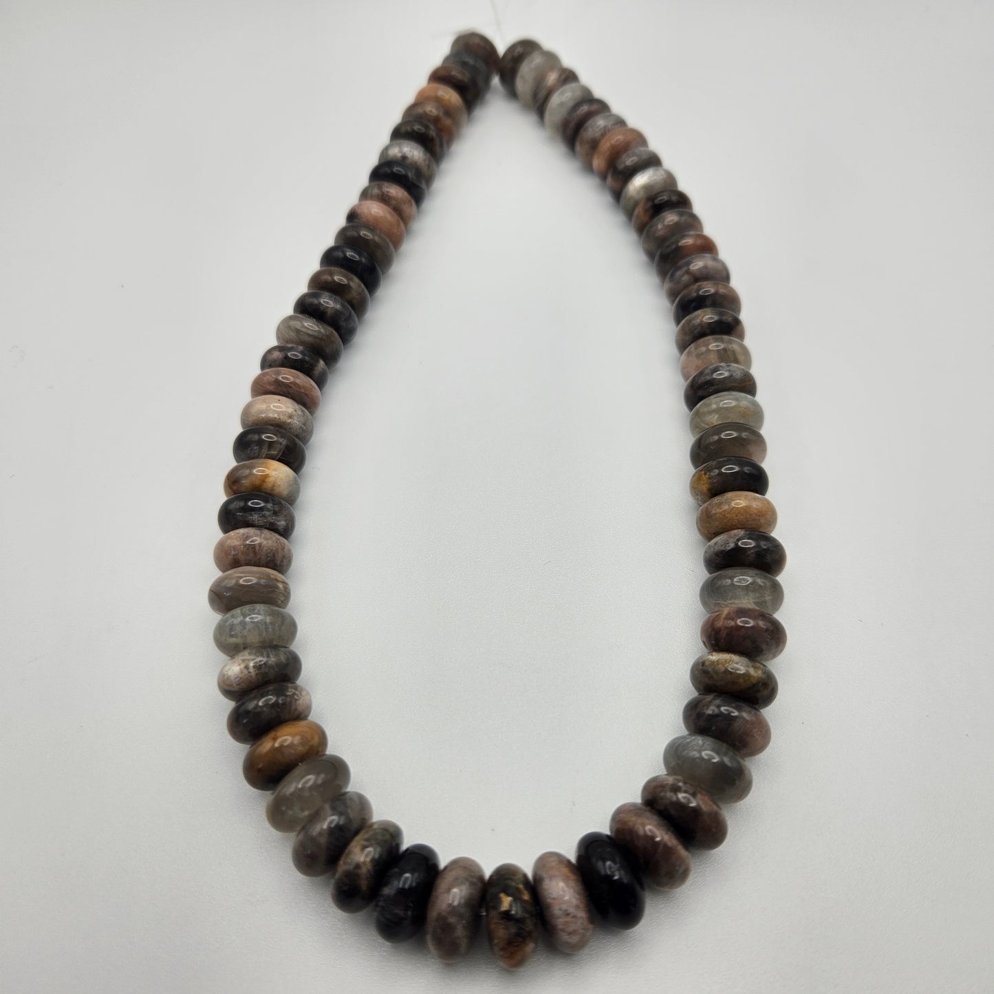 12mm Brown Moonstone Rondelle Bead Strand.