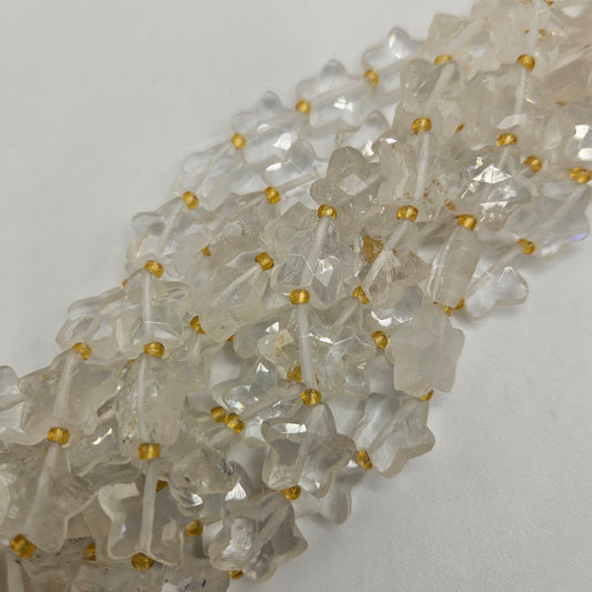 12mm Clear Quartz Star Bead Strand.