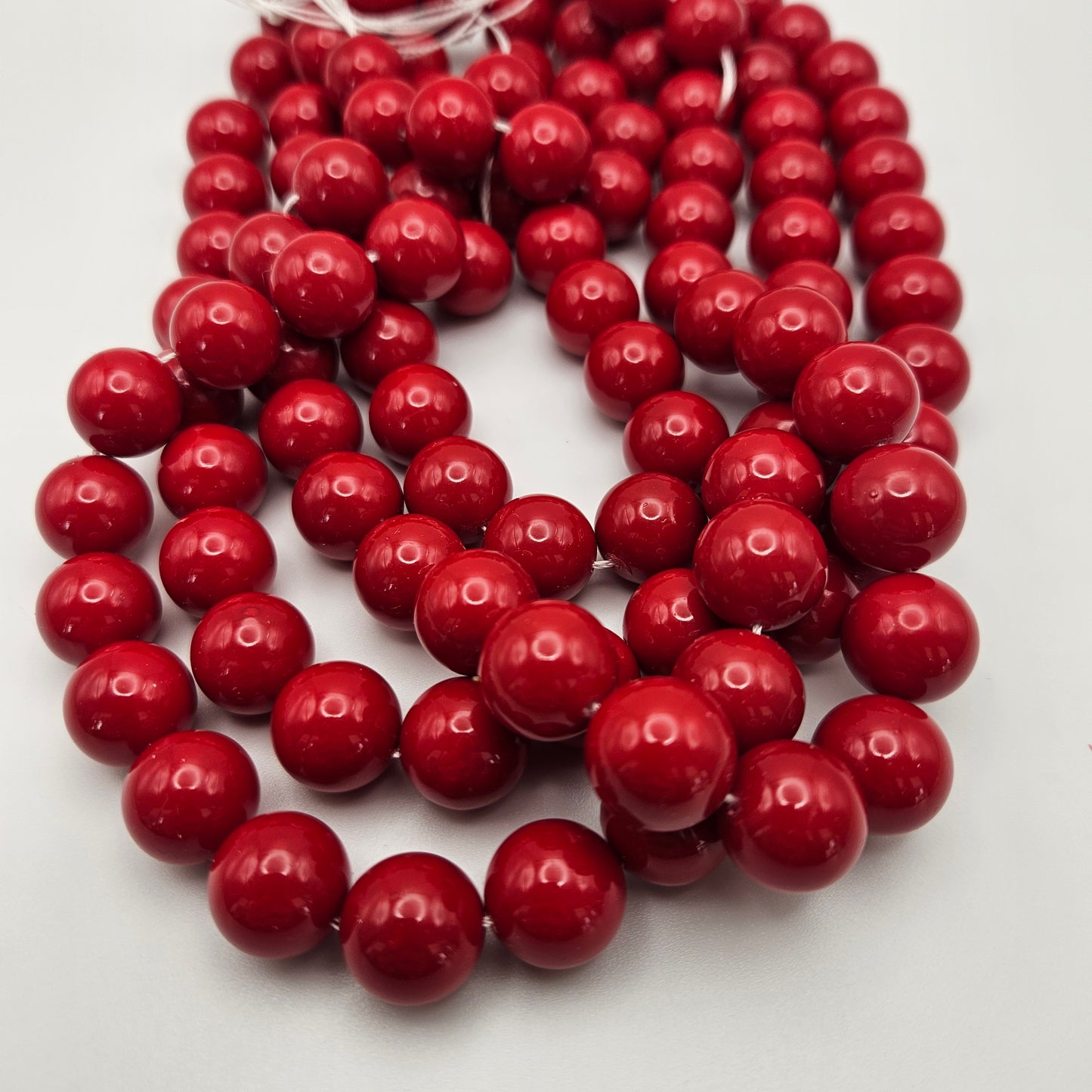 12mm Dyed Red Mother of Pearl Round Smooth.