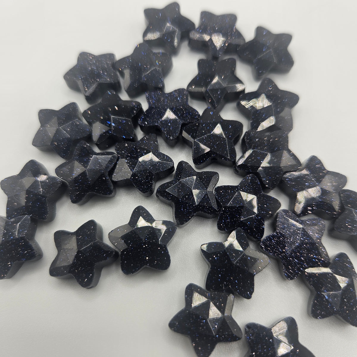 12mm Faceted Blue Goldstone Single Bead.