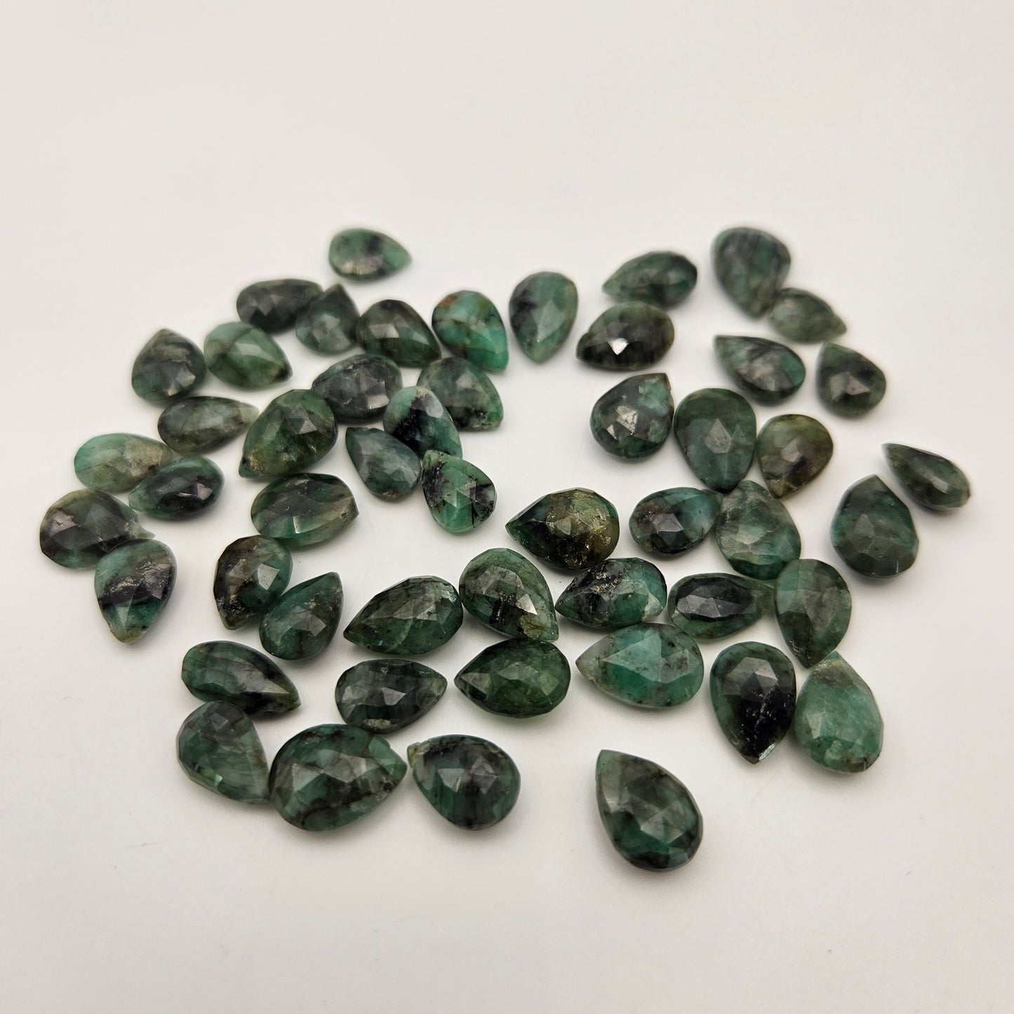 12mm Faceted Emerald Top Drill Single Bead.