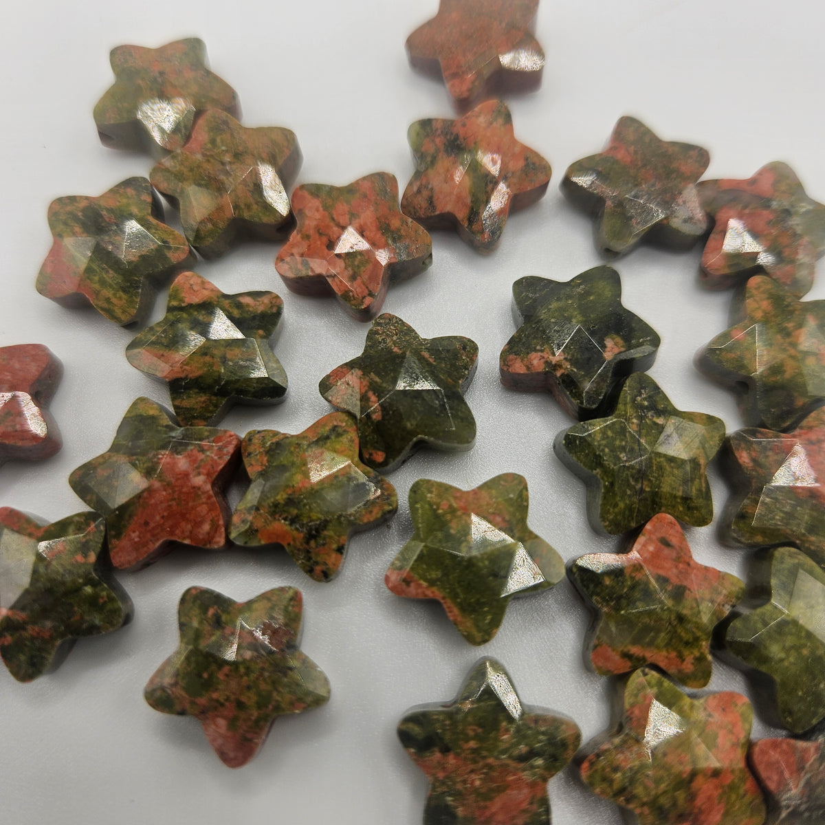 12mm Faceted Unakite Jasper Single Bead.