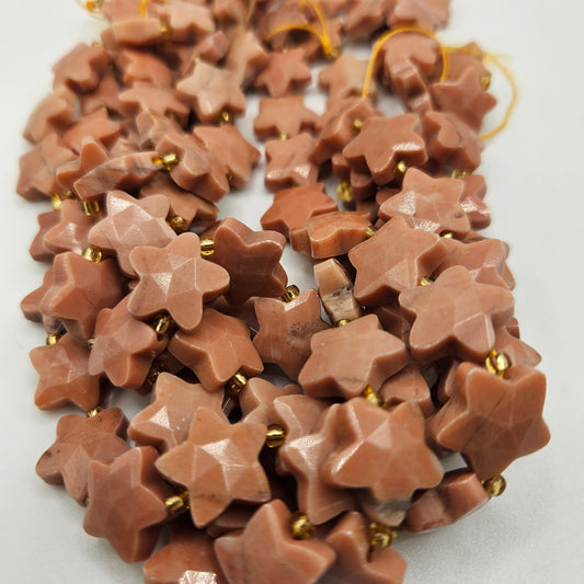 12mm Peach Rhodonite Star Bead Strand.