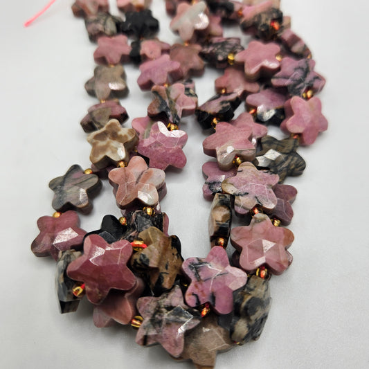 12mm Rhodonite Star Bead Strand.