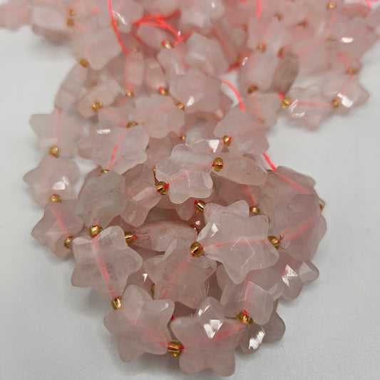 12mm Rose Quartz Star Bead Strand.
