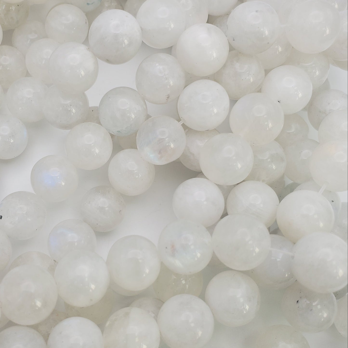 12mm Round, Smooth Moonstone Bead Strand.