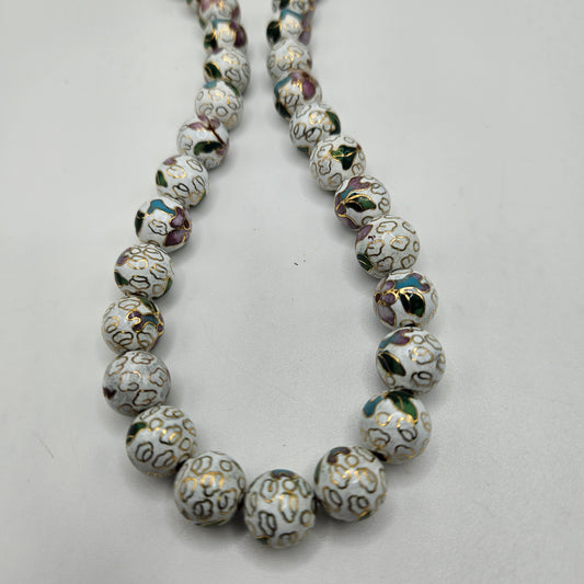 12mm White Floral Metal Beads.