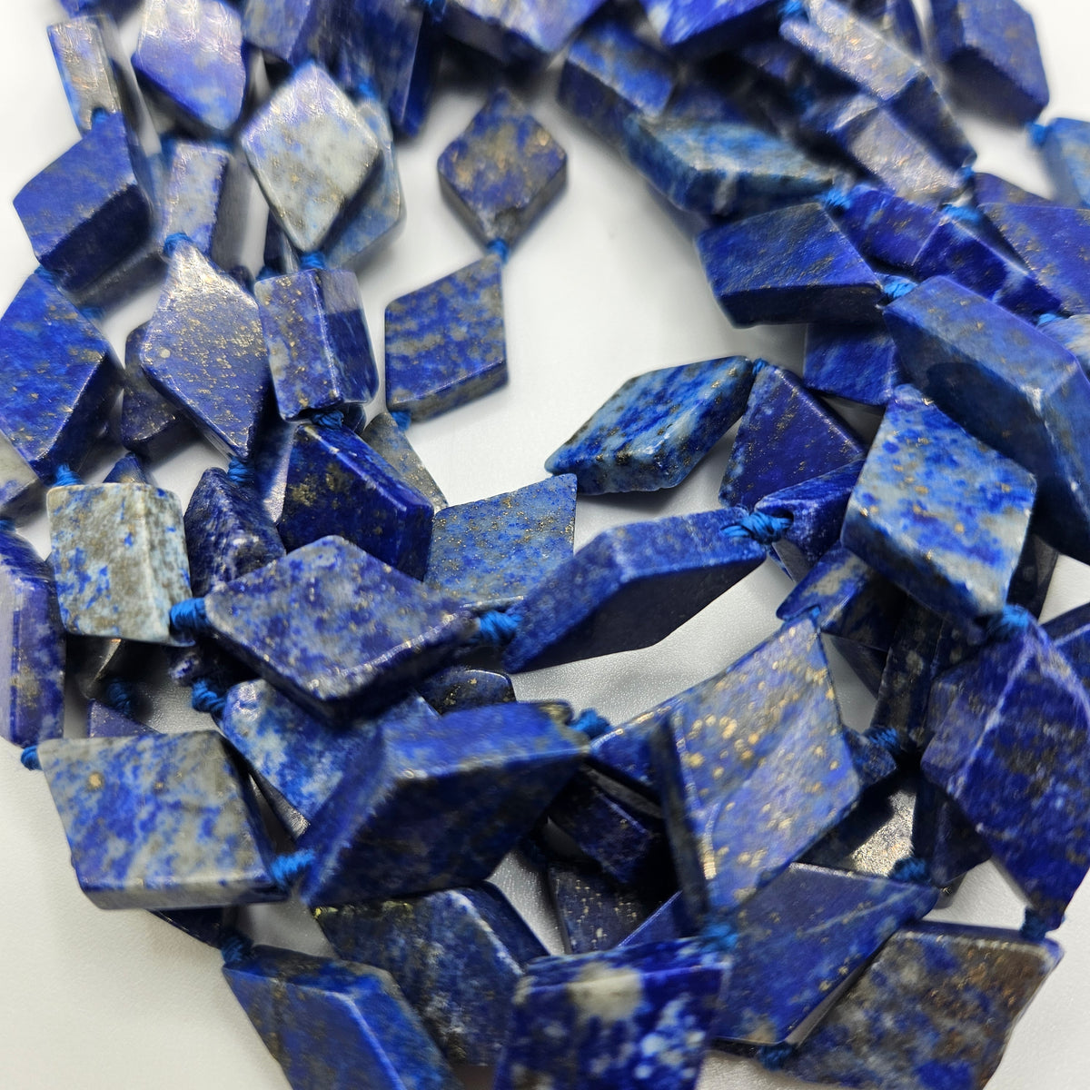12x16mm Lapis Lazuli Diamond Side Drilled Bead Strand.