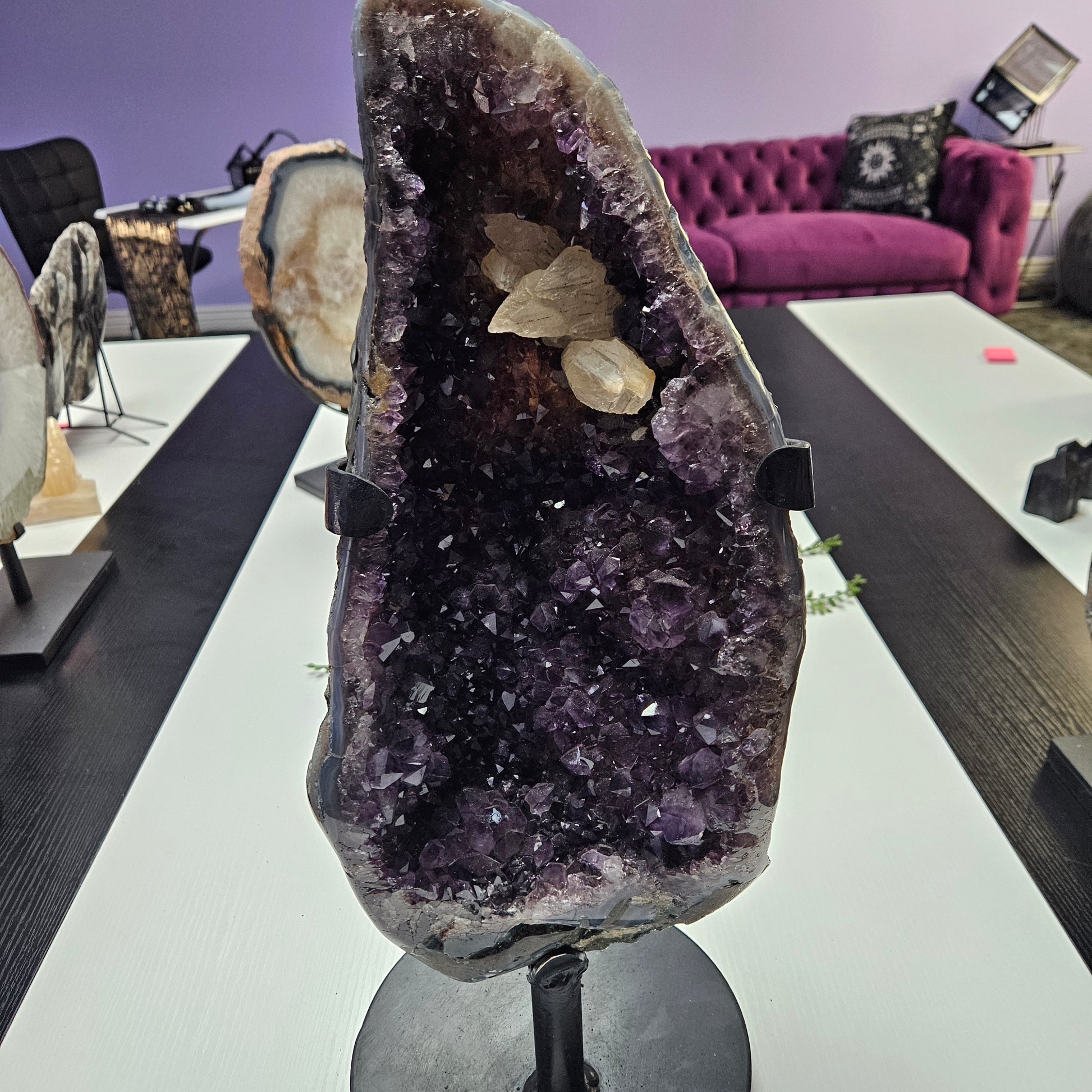 14in Amethyst Cluster on Stand.