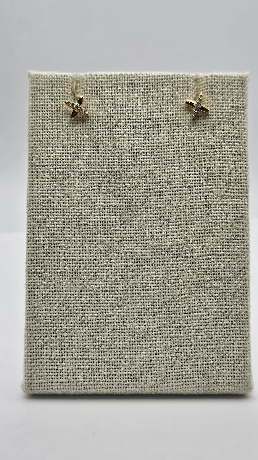14k Gold Diamond Cross Studs.