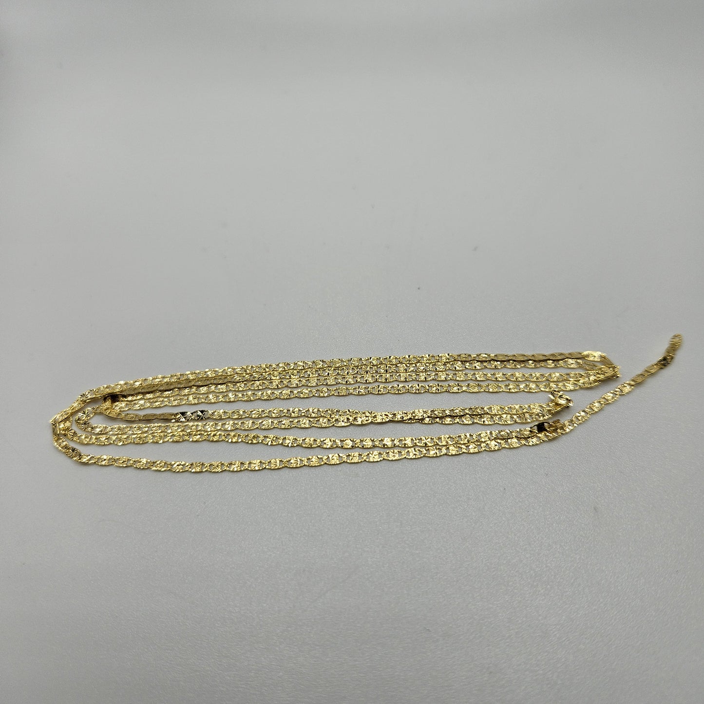 14k Gold Diamond Cut Flat Marina Perm Jewelry Chain Per Inch.