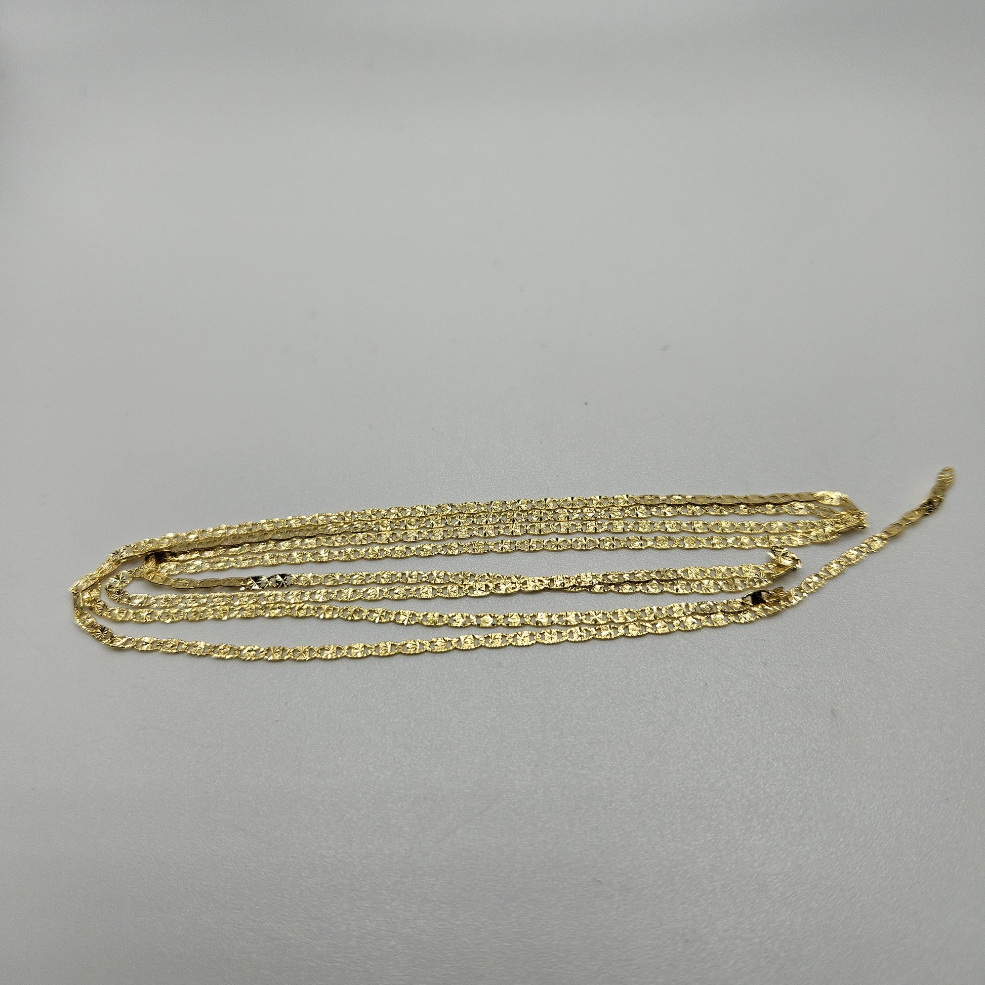 14k Gold Diamond Cut Flat Marina Perm Jewelry Chain Per Inch.