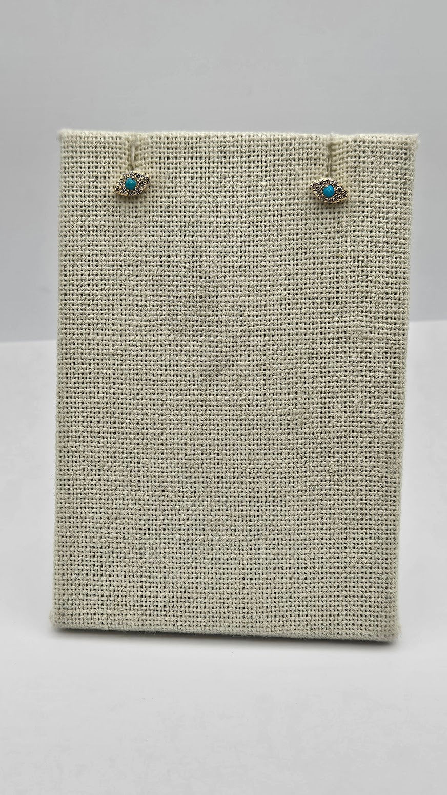 14k Gold Diamond and Turquoise Evil Eye Studs.