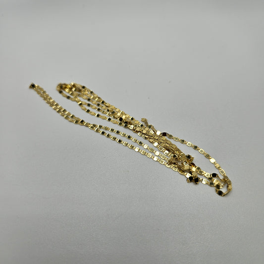 14k Gold Flat Marina Perm Jewelry Chain Per Inch.