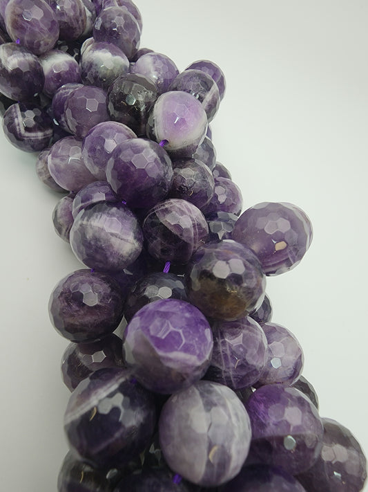 14mm Amethyst Faceted Bead Strand.