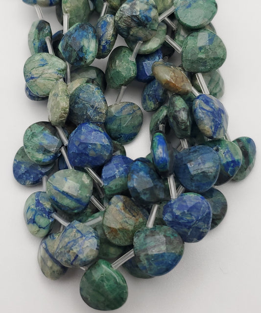 14mm Azurite Malachite Top Drill Bead Strand.