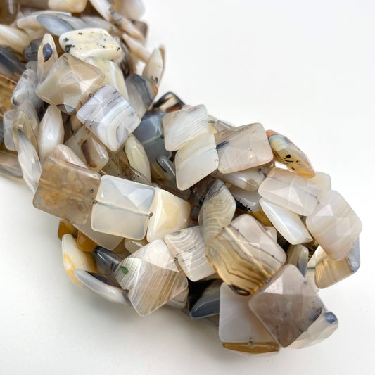 14mm Botswana Agate Square Strand.