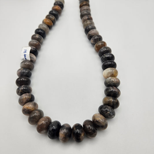 14mm Brown Moonstone Rondelle Bead Strand.