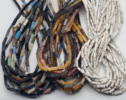14mm Multi-Gemstone Tube Beads.