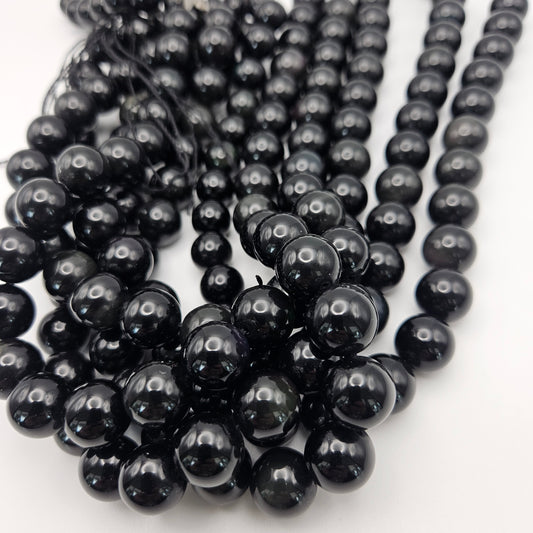 14mm Obsidian Round Smooth.