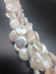 14mm White Heart With Gold Indent Czech Bead Strand.