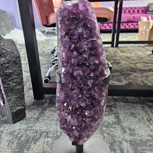 15in Amethyst Cluster on Stand Square.
