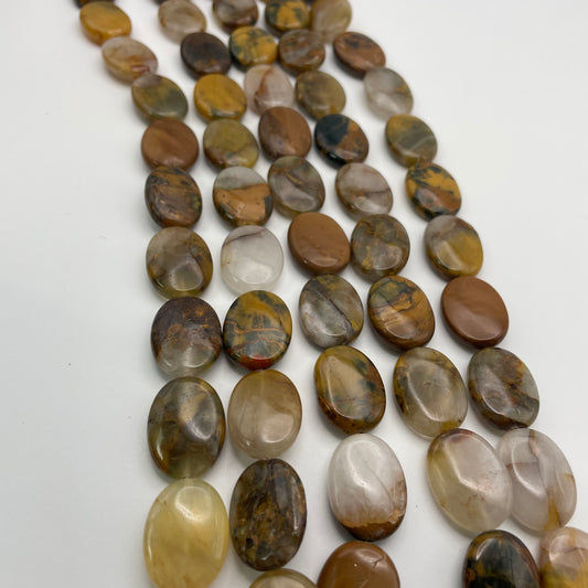 15mm Amber Quartz Oval Coin Smooth.