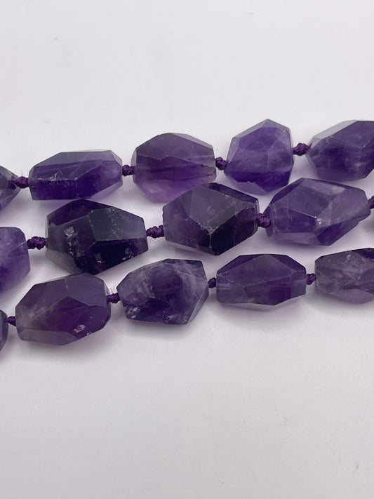 15mm Amethyst Chunk Bead Faceted.