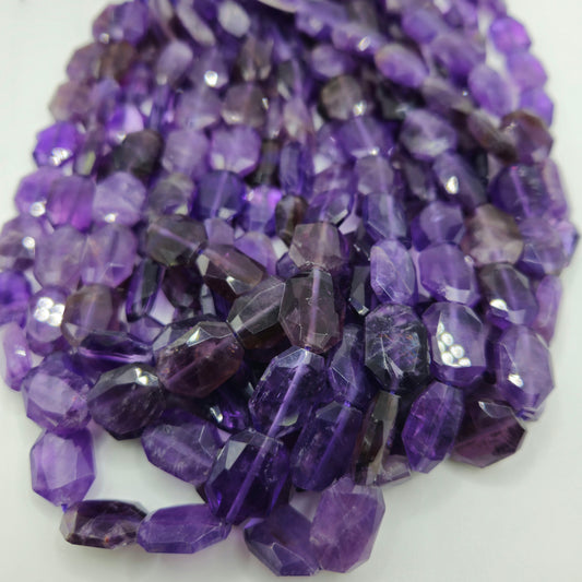 15mm Amethyst Faceted Square Bead Strand.