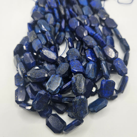 15mm Lapis Lazuli Faceted Rectangle Bead Strand.
