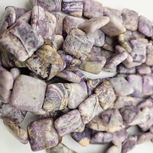 15mm Lilac Jasper Square Single Bead.