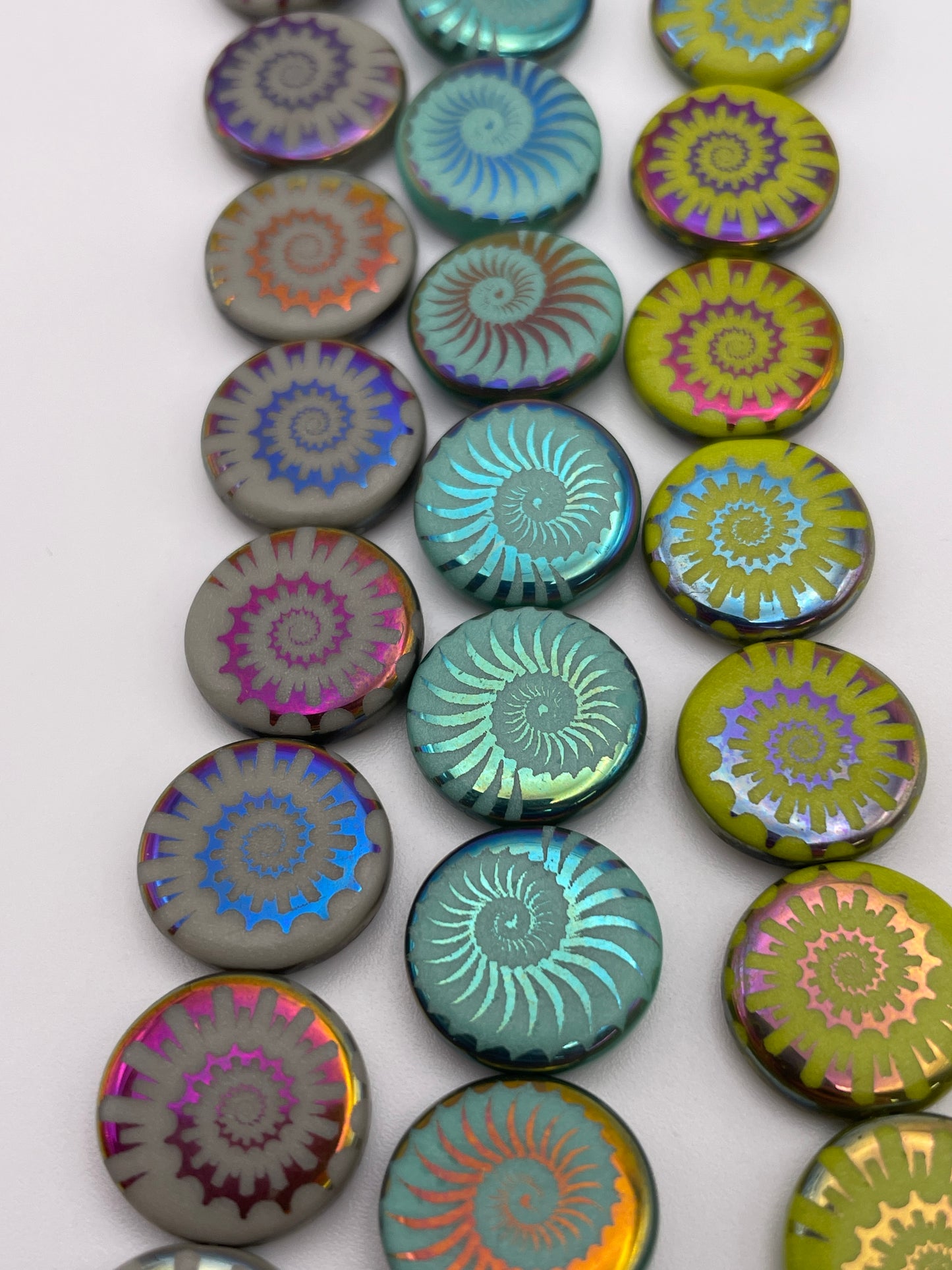 15mm Shell Czech Bead Strand.