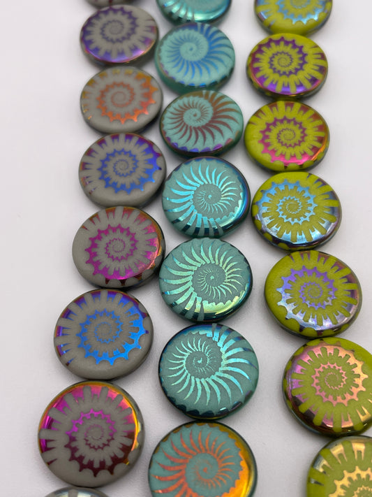 15mm Shell Czech Bead Strand.