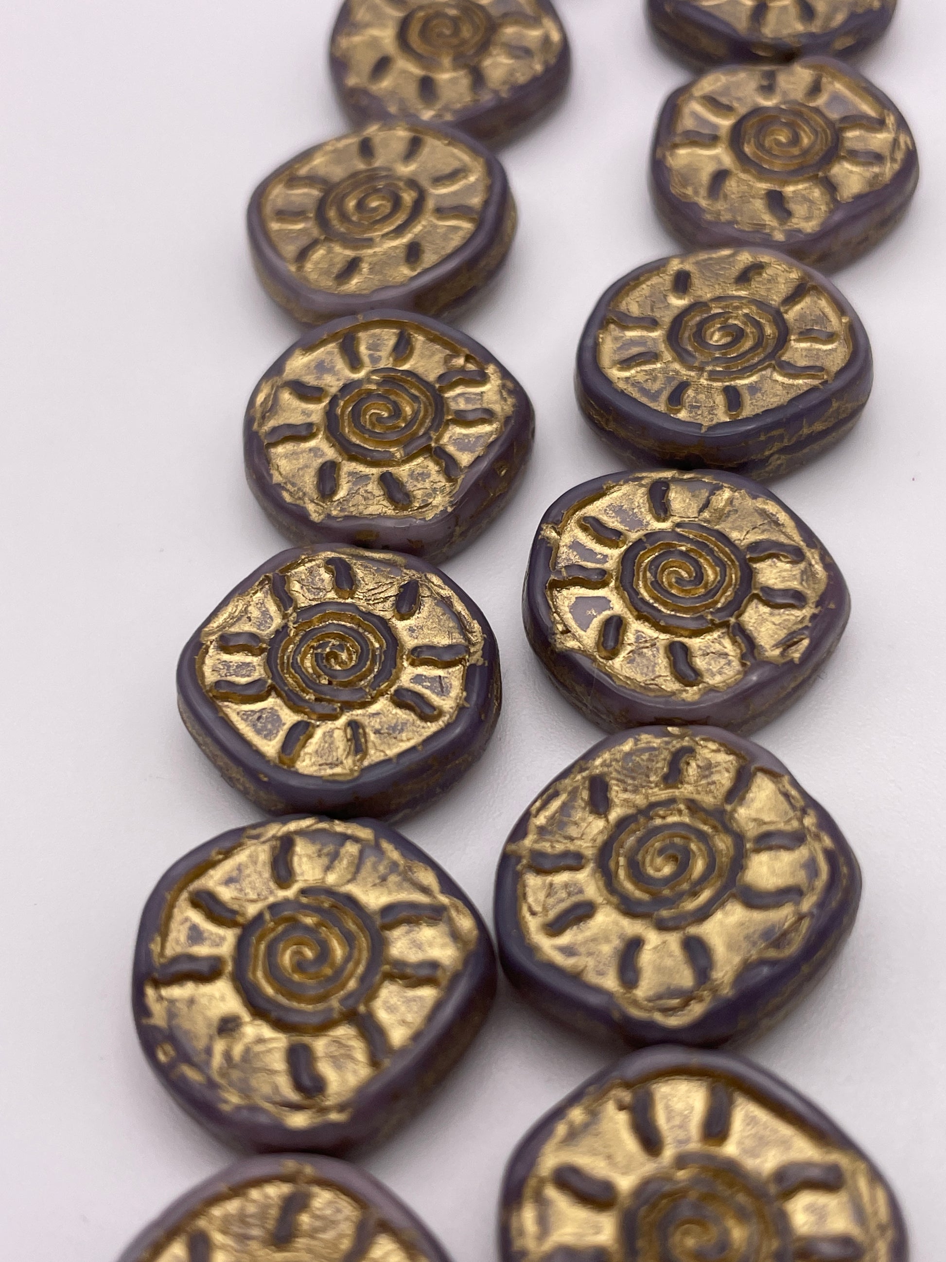 15mm Spiral Sun Czech Bead Strand.