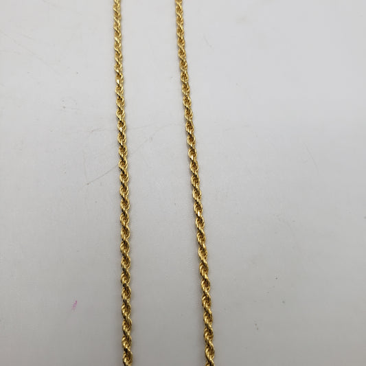 16 Inch Long Gold Vermeil Rope Chain.