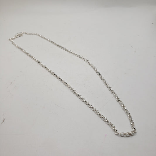 16 Inch Long Sterling Silver Round Link Chain.