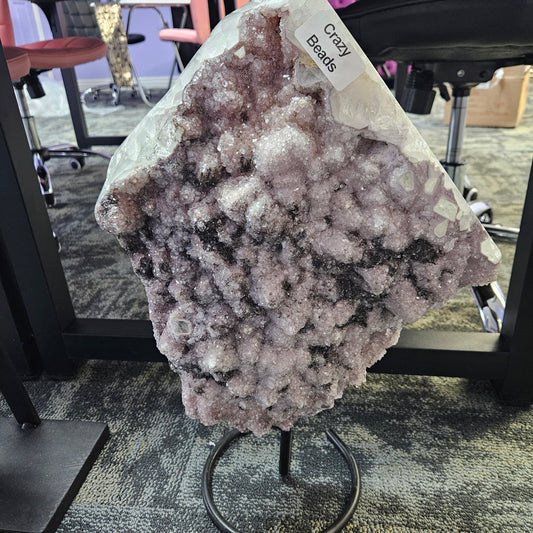 16 Inch Tall Light Lavender Color Amethyst Quartz on Stand.