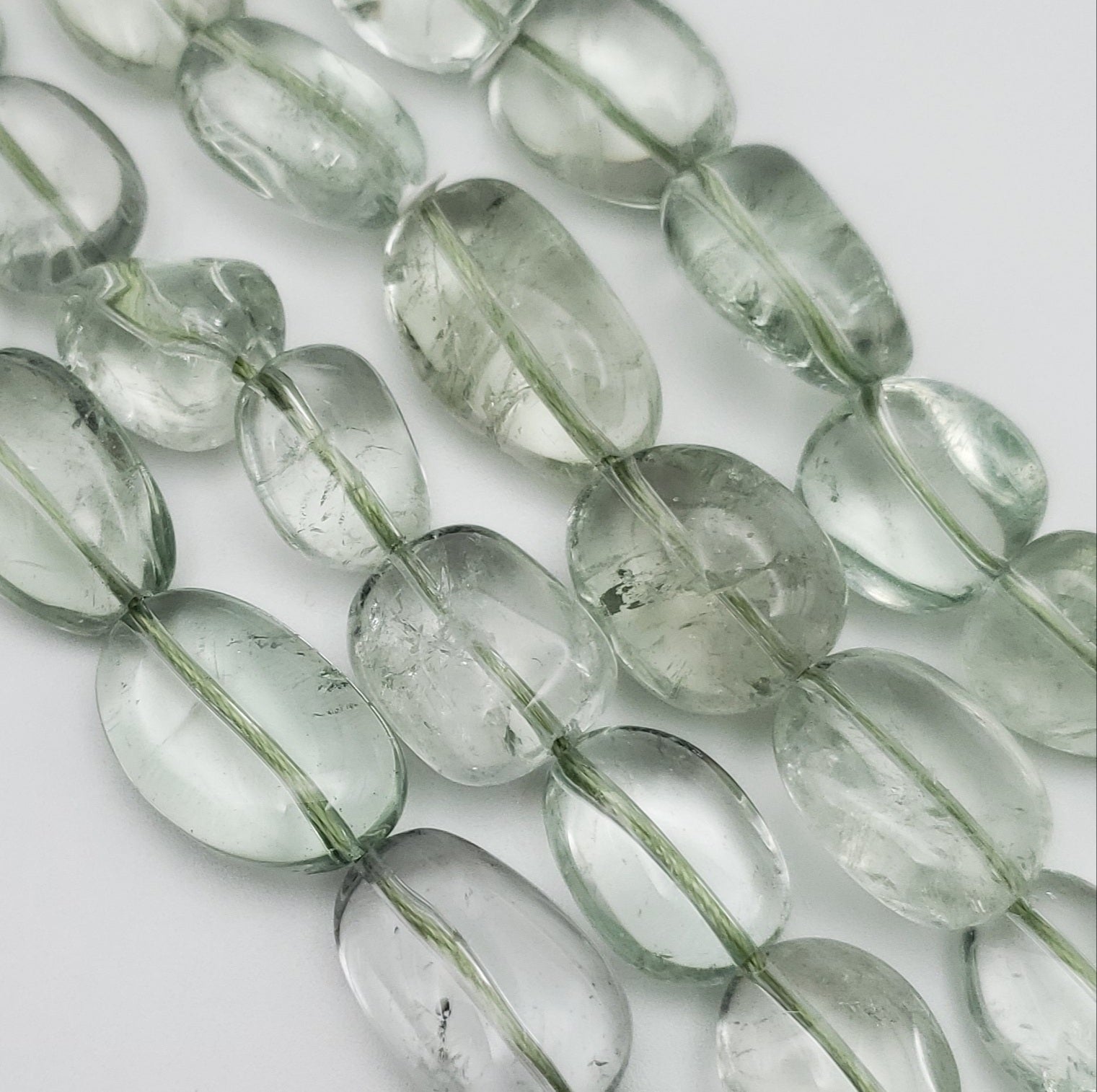16 to 20mm Green Amethyst Smooth Chunky Bead Strand.