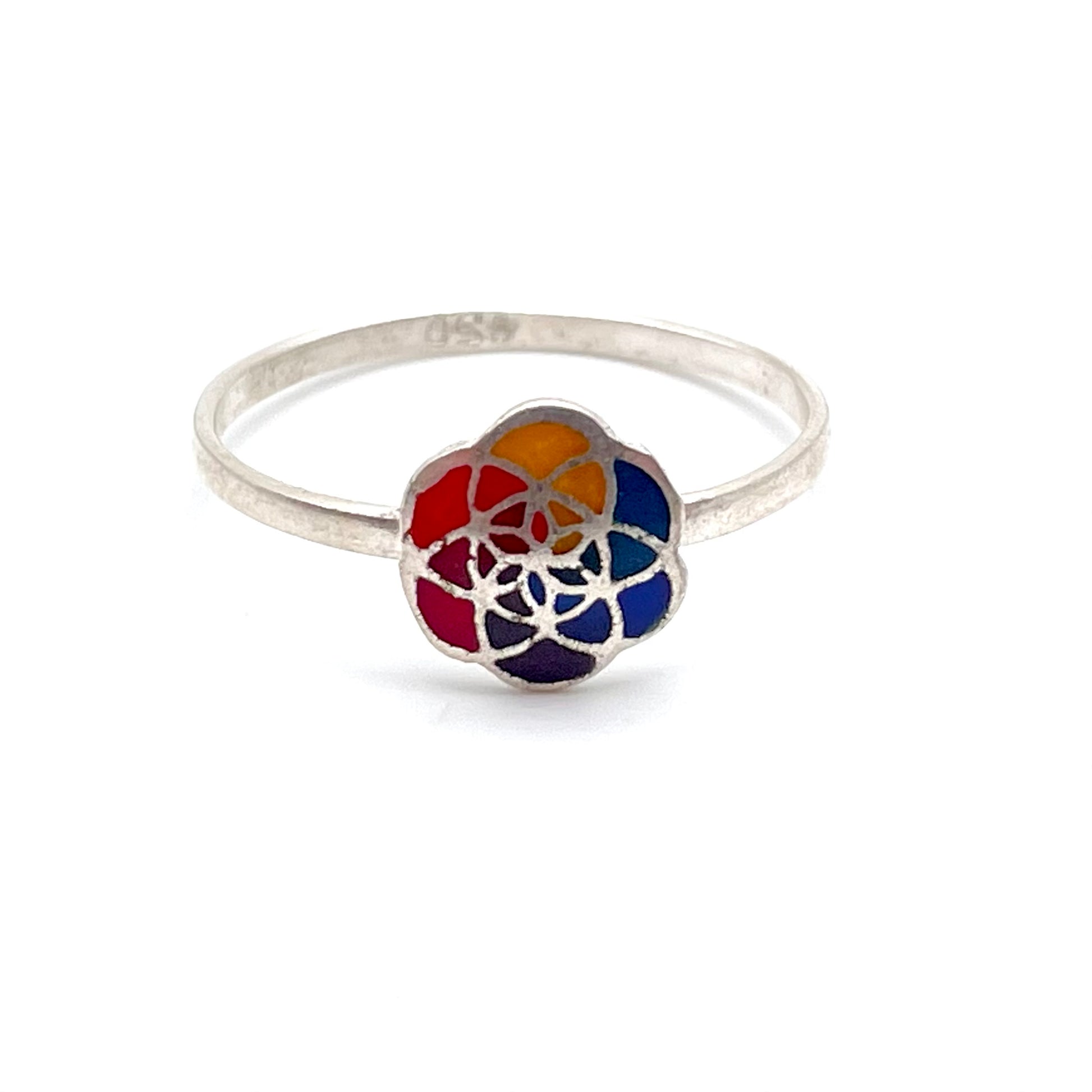 Inlay Mandala Ring Peruvian Silver