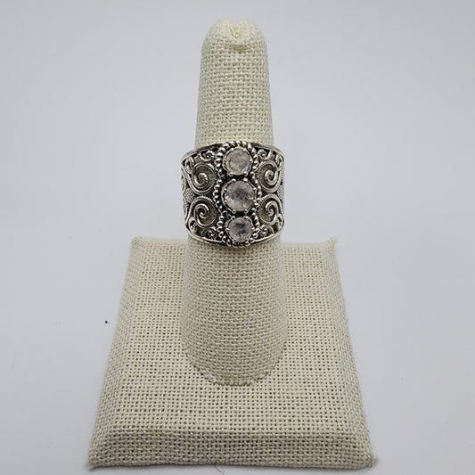 SS Triple Moonstone Ring