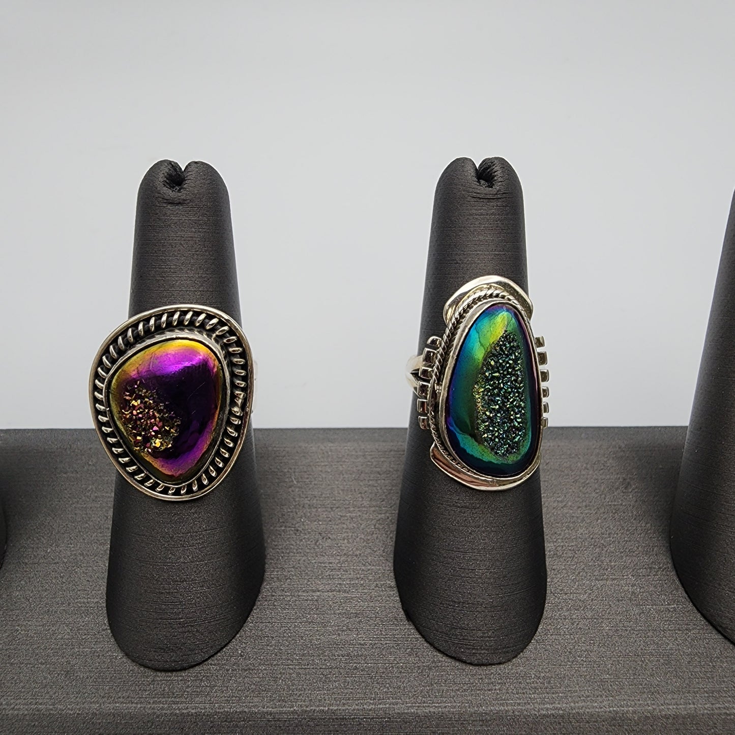 SS Rainbow Titanium Agate Ring