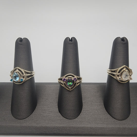 SS Tripple Gemstone Ring