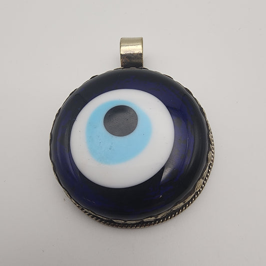 SS Evil Eye Glass Pendant Large