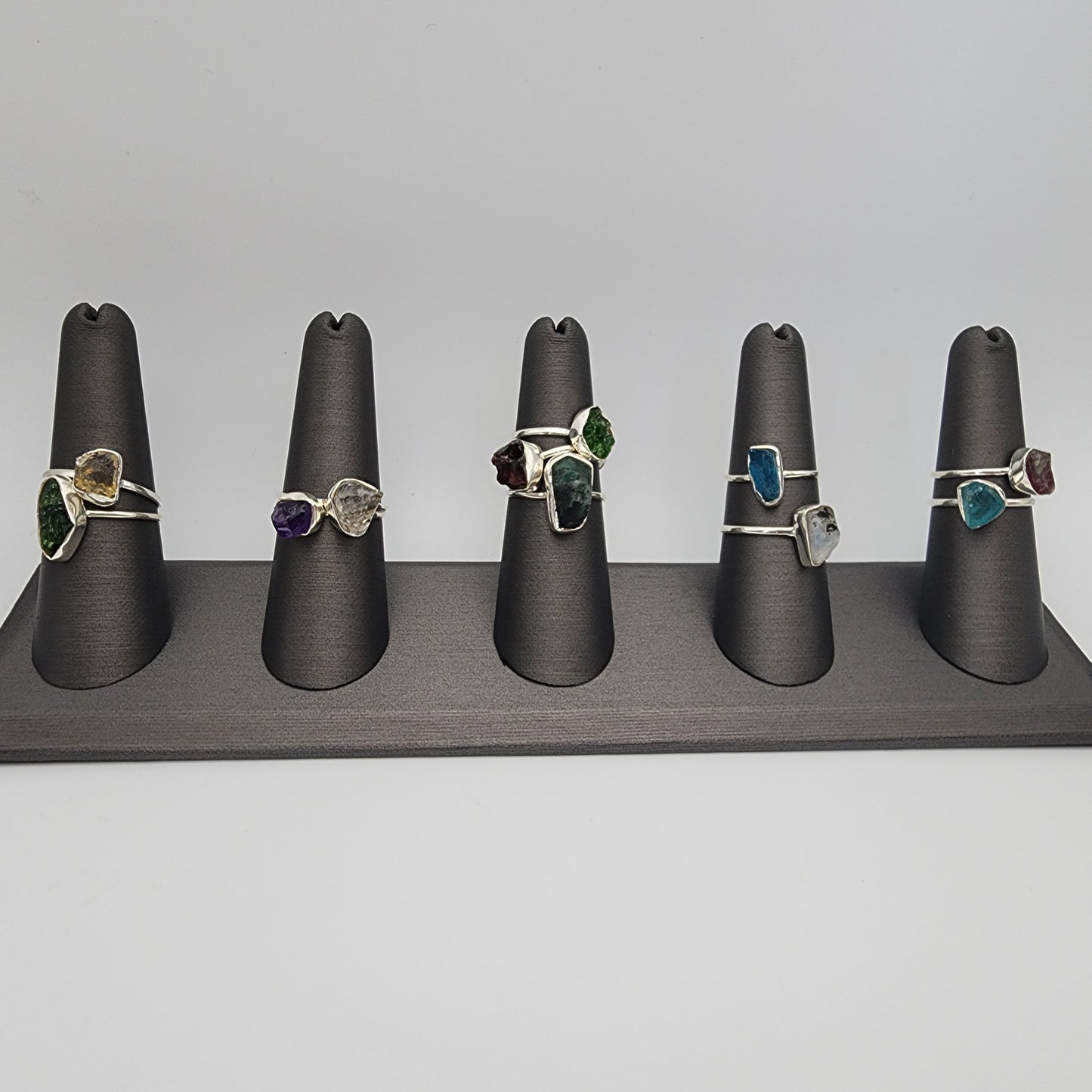 SS Natural Cut Gemstone Rings