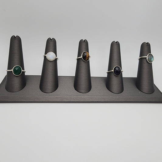 SS Faceted Gemstone Ring