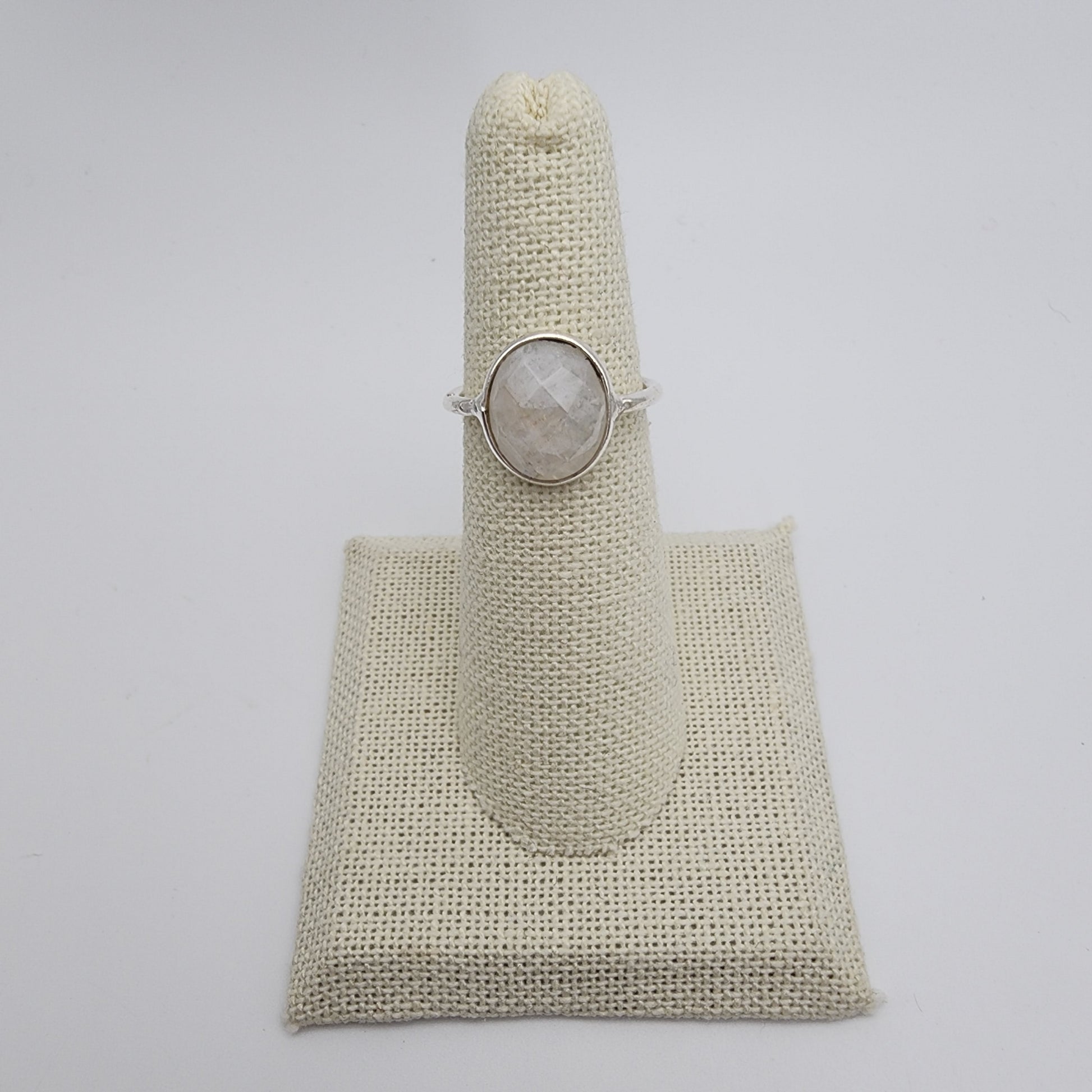 SS Faceted Moonstone Ring